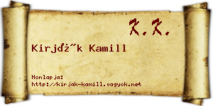 Kirják Kamill névjegykártya